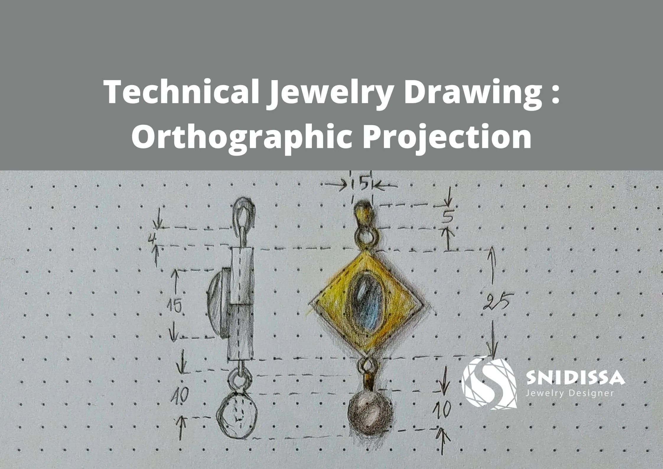 Technical Jewelry Drawing Orthographic Projection Soundous Bouhandi