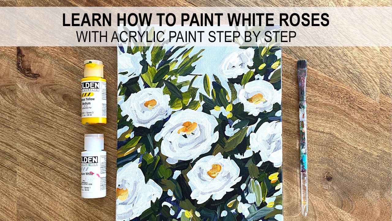 Acrylic Painting How to Paint White Roses with Acrylic Paint Step by