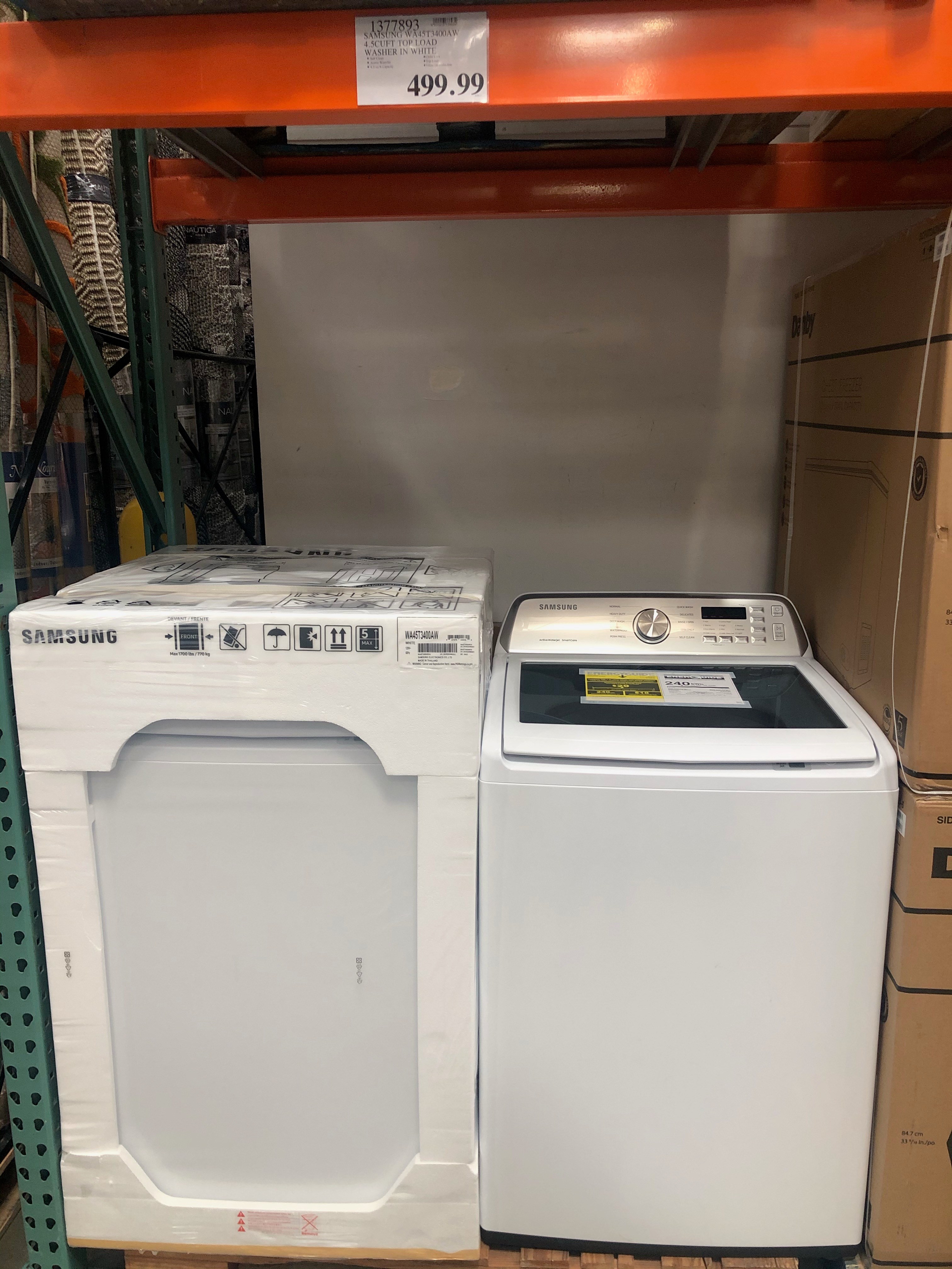 Samsung 4.5 Cu. Ft. Top Load Washer/Washing Machine (WA45T3400AW) 499.99 at Costco InStore