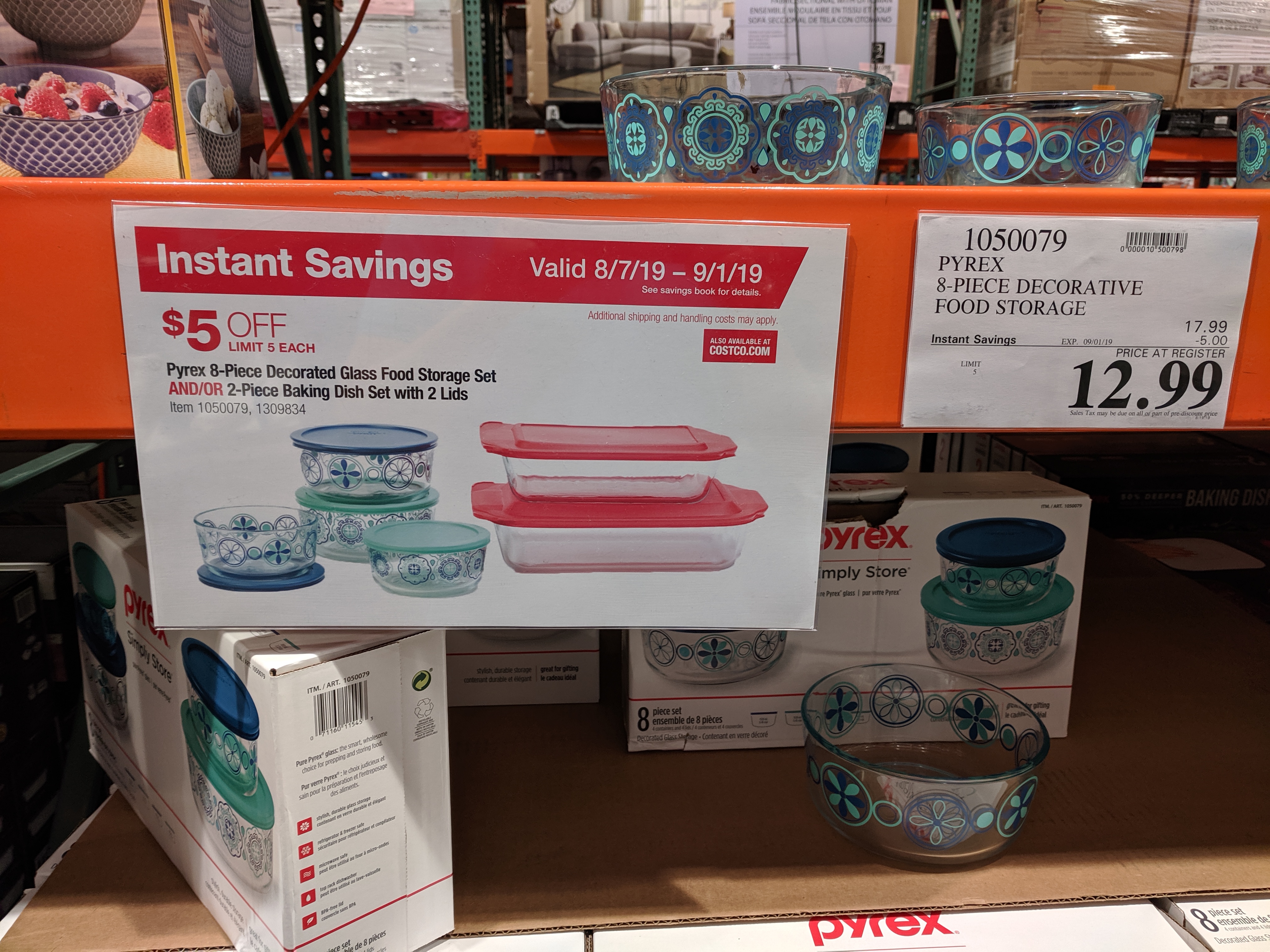 Pyrex 8piece Decorated Food Storage Set Costco InStore 12.99