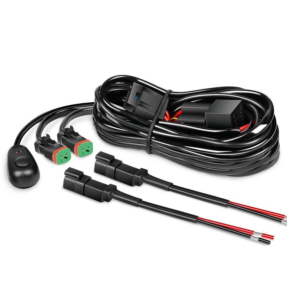 12V dual auxiliary 12 ft lamp harness fused with relay and