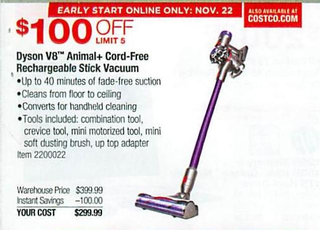 Costco Wholesale Black Friday Dyson V8 Animal + CordFree Rechargeable