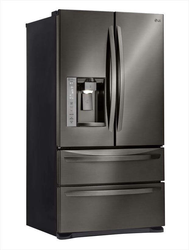 LG 26.8K. Black refrigerator with stainless steel French door 1529