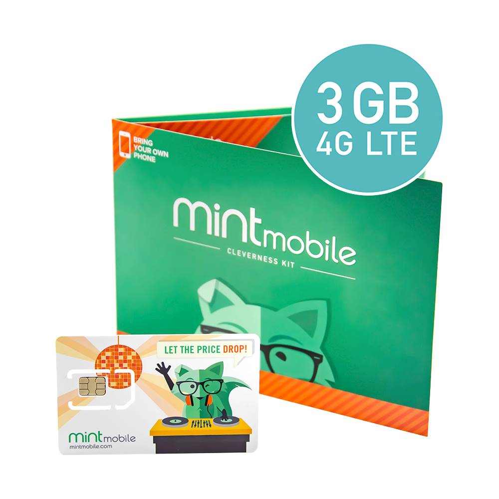 12Month Mint Mobile Unlimited Talk/Text + 3GB 4G LTE Prepaid SIM Card Kit BestBuy 150