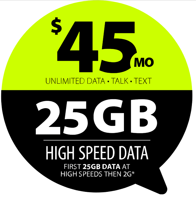 Straight Talk unlimited 45 plan increase to 25gb