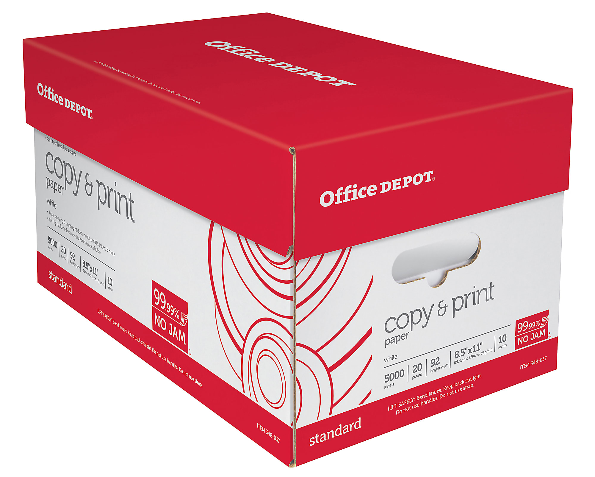 Office Depot® Copy Paper, White, Letter (8.5" x 11") 5000 Sheets Per Case, 20 Lb, 92 Brightness