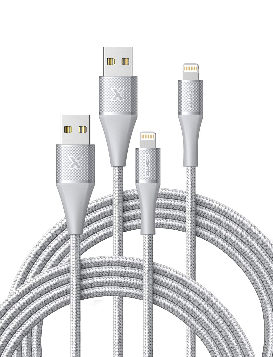 2Pack of 6' Xcentz iPhone Charger, Apple MFi Certified Lightning Cable