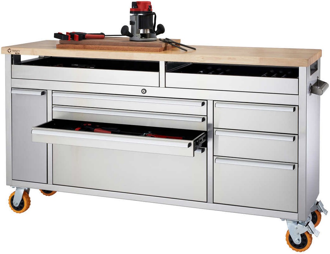 Select Costco Wholesale Locations Trinity 66" Stainless Steel Rolling Workbench