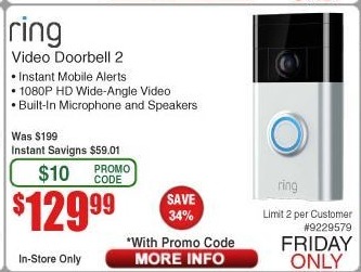 Frys Black Friday Ring Video Doorbell 2 For 129 99 Slickdeals Net