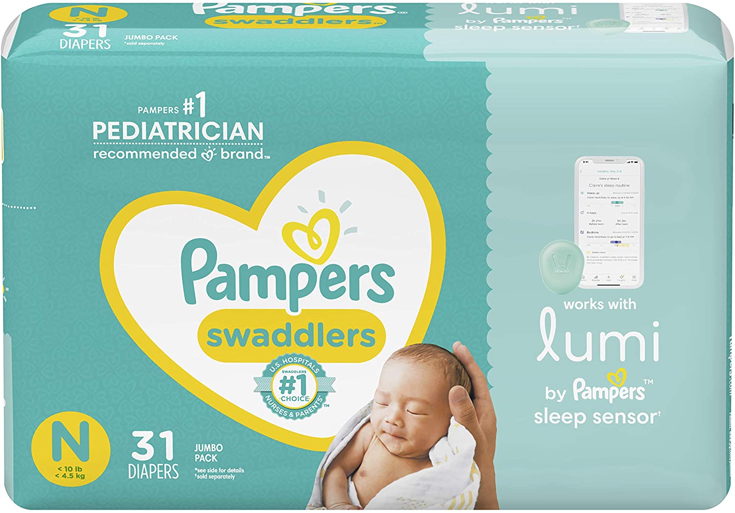 31Count Lumi by Pampers Newborn Diapers (Jumbo) 7 w/ S&S + Free