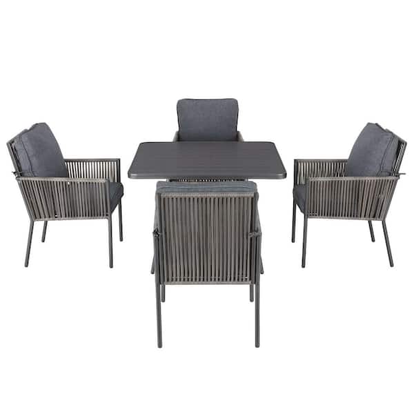 5Piece Hampton Bay Tolston Wicker Outdoor Patio Dining Set (Charcoal