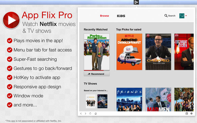 Netflix senza browser con App Flix Pro Mac iPhone Italia