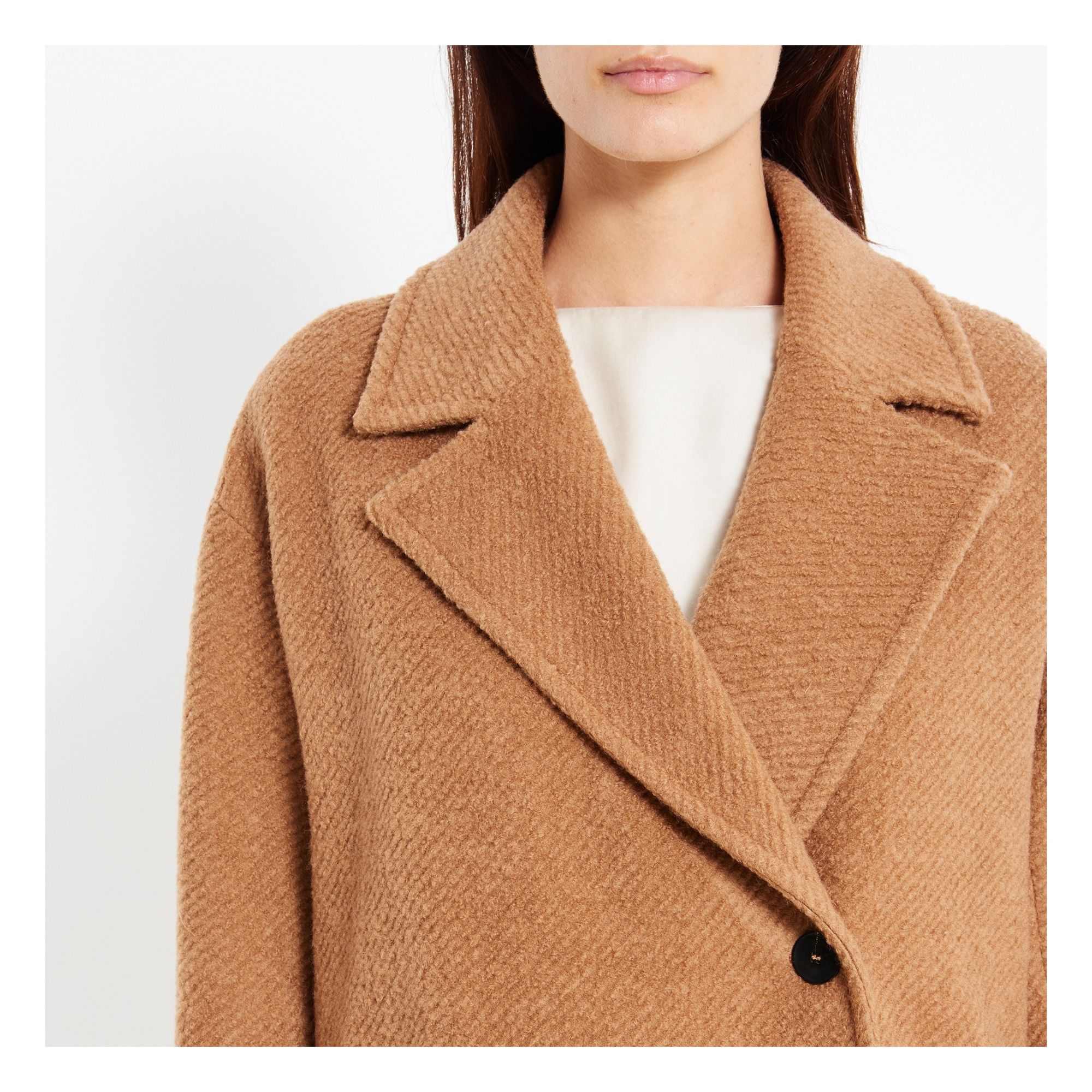 Mid Length Wool Coat Camel Pomandère Fashion Adult