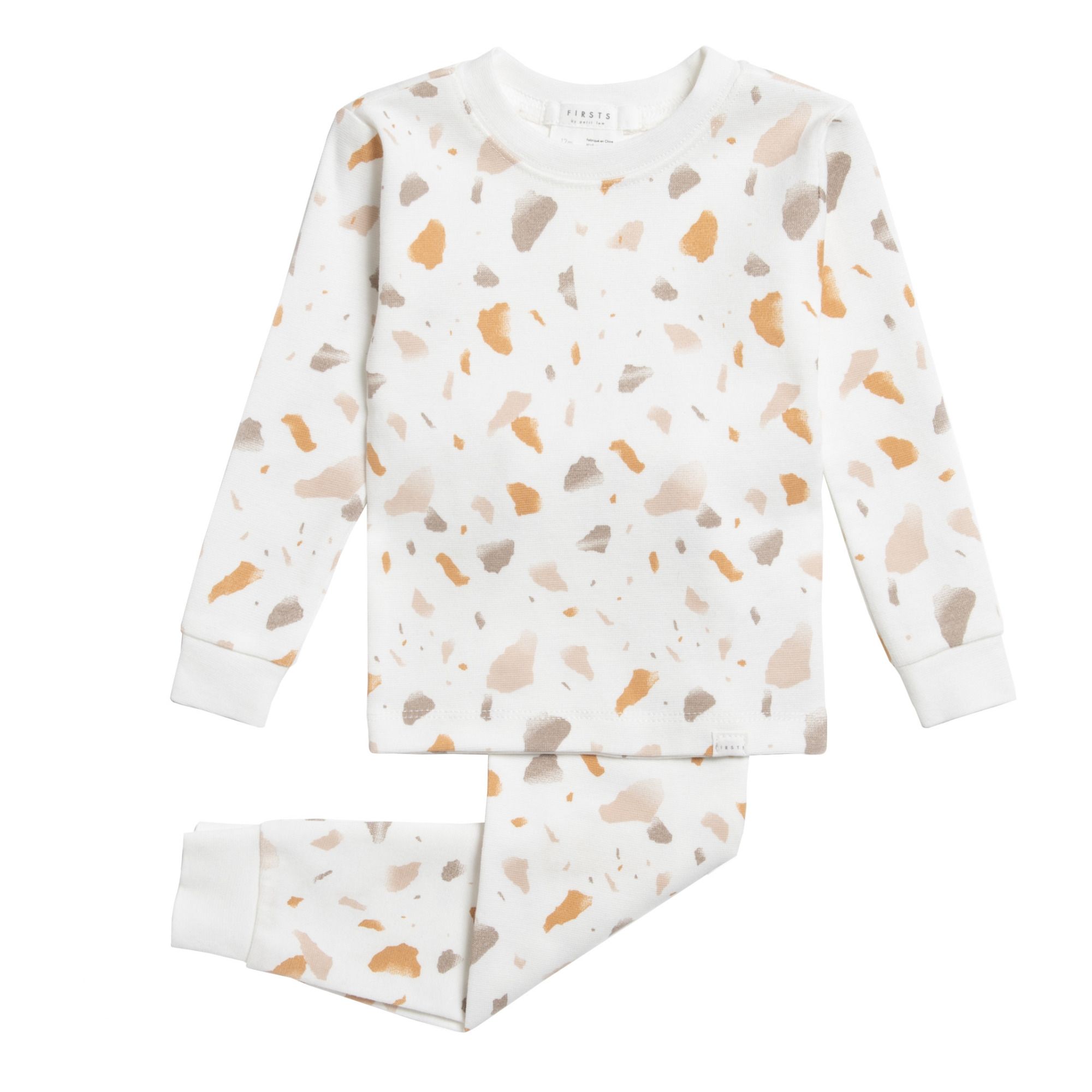 Print Pyjama Top and Bottom Set White Petit Lem Fashion Baby