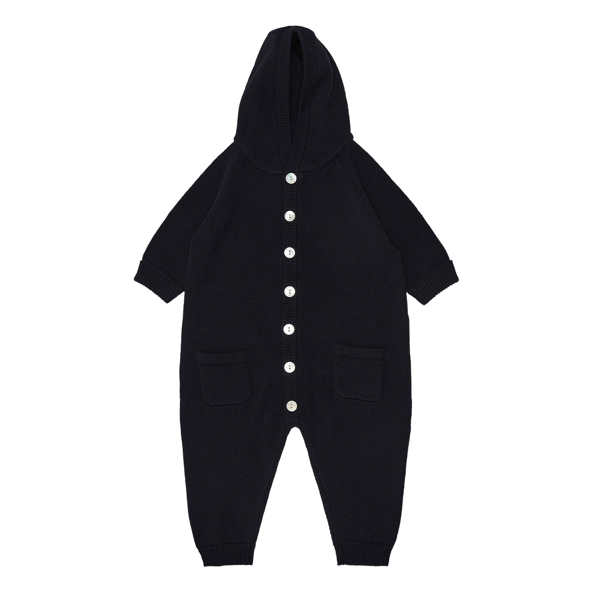 Merino Wool Hooded Jumpsuit Navy blue FUB Fashion Baby