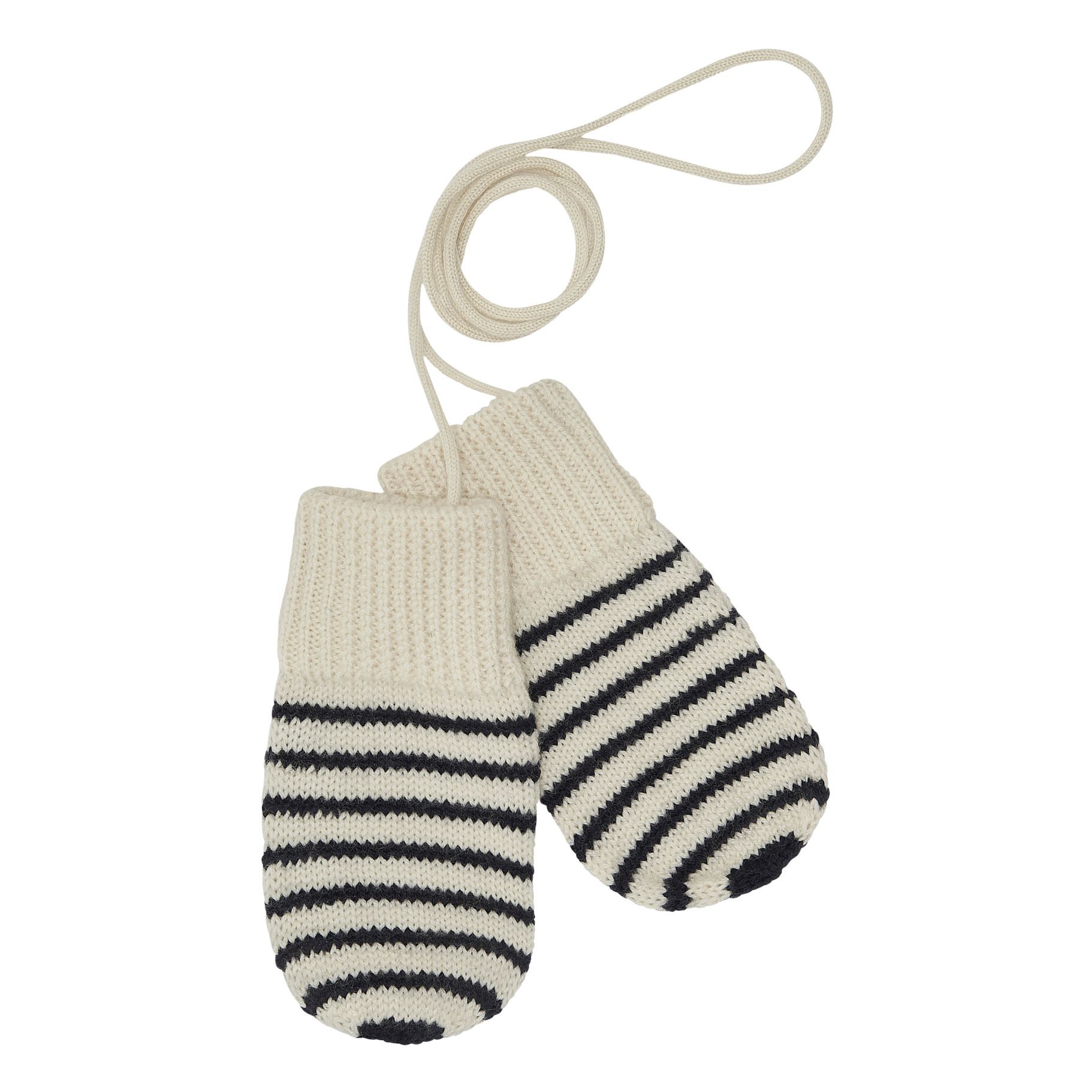 Merino Wool Striped Mittens Navy blue FUB Fashion Baby
