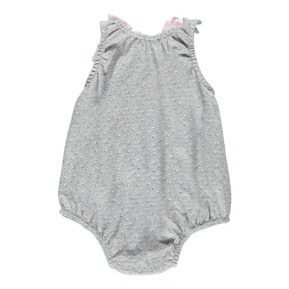 Barboteuse Fleurie Nœuds Gris chiné Il Gufo Mode Bébé