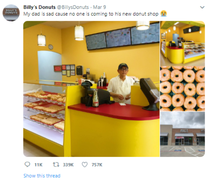 New Doughnut Shop Sells Out After Son's Post Was Retweeted Over 300,000