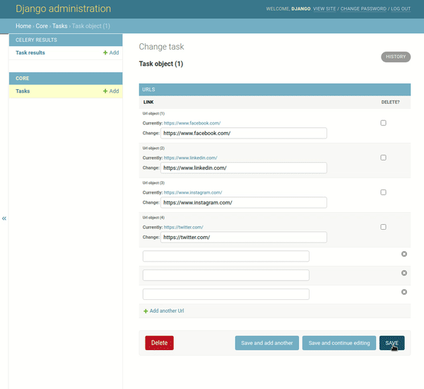 Demo of a webapp with Selenium, Docker, Celery, Channels, Redis