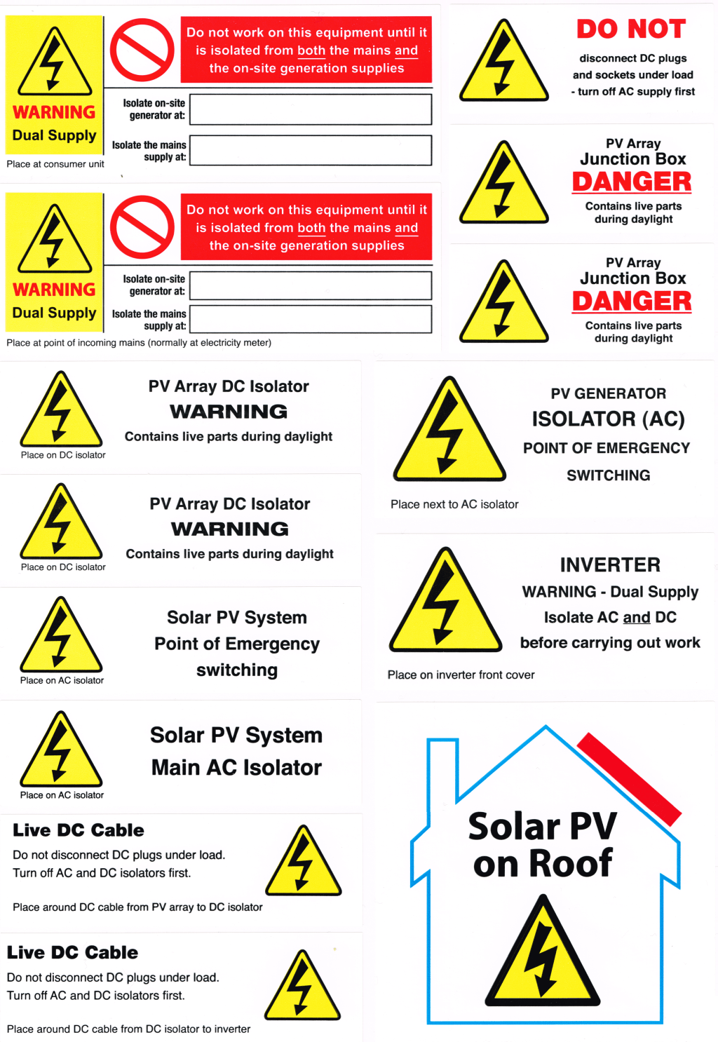 electrical warning stickers