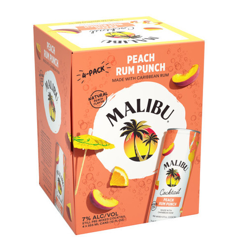Malibu Cocktails • Peach Rum Punch 4pk12oz