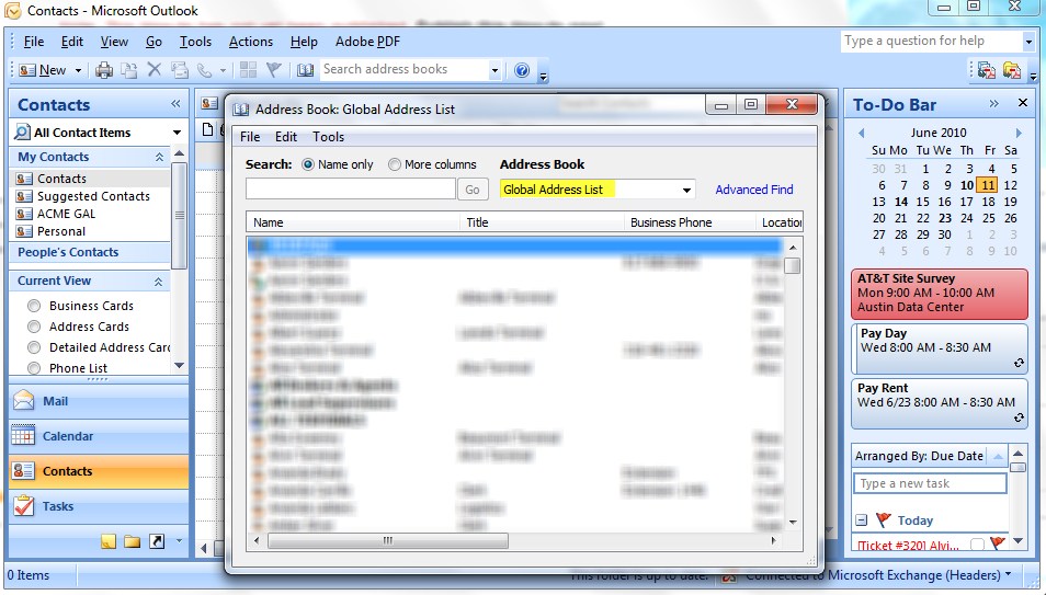 Export GAL contacts into an excel file for distribution. MS Exchange