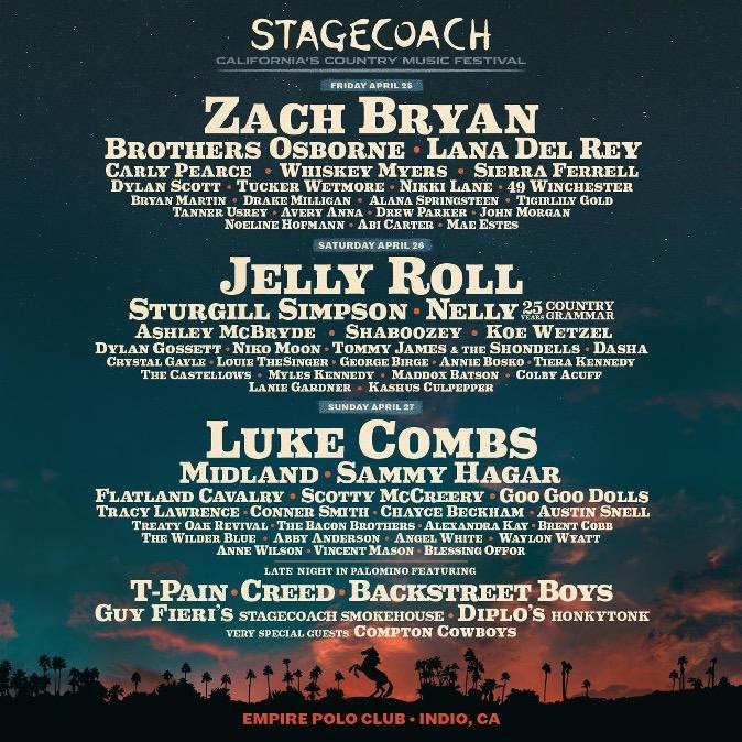 Stagecoach 2025 Zach Bryan, Jelly Roll, Luke Combs To Headline SPIN