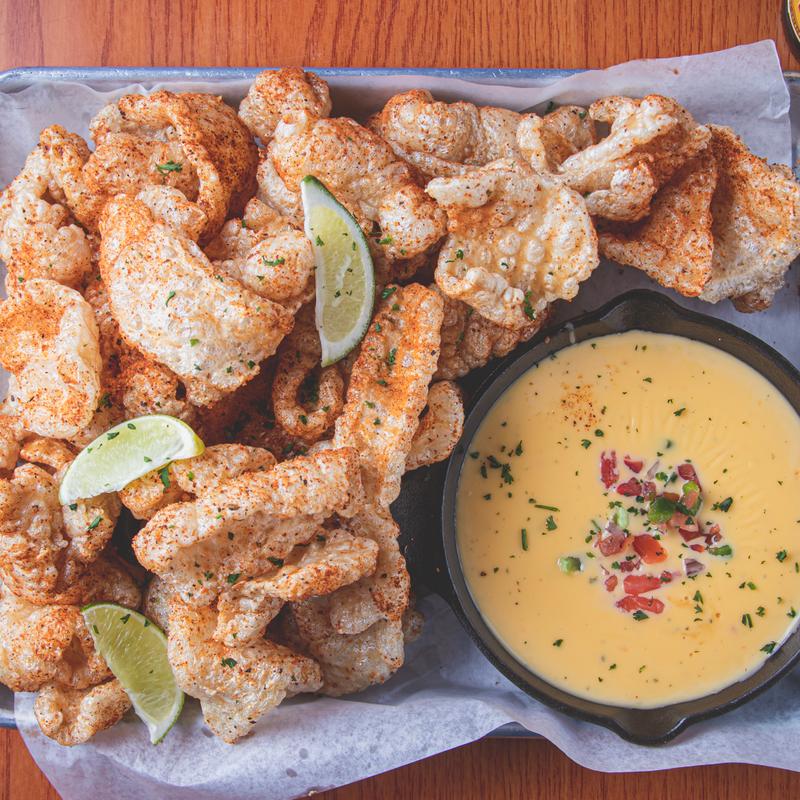 Grilled meat, dip on the side