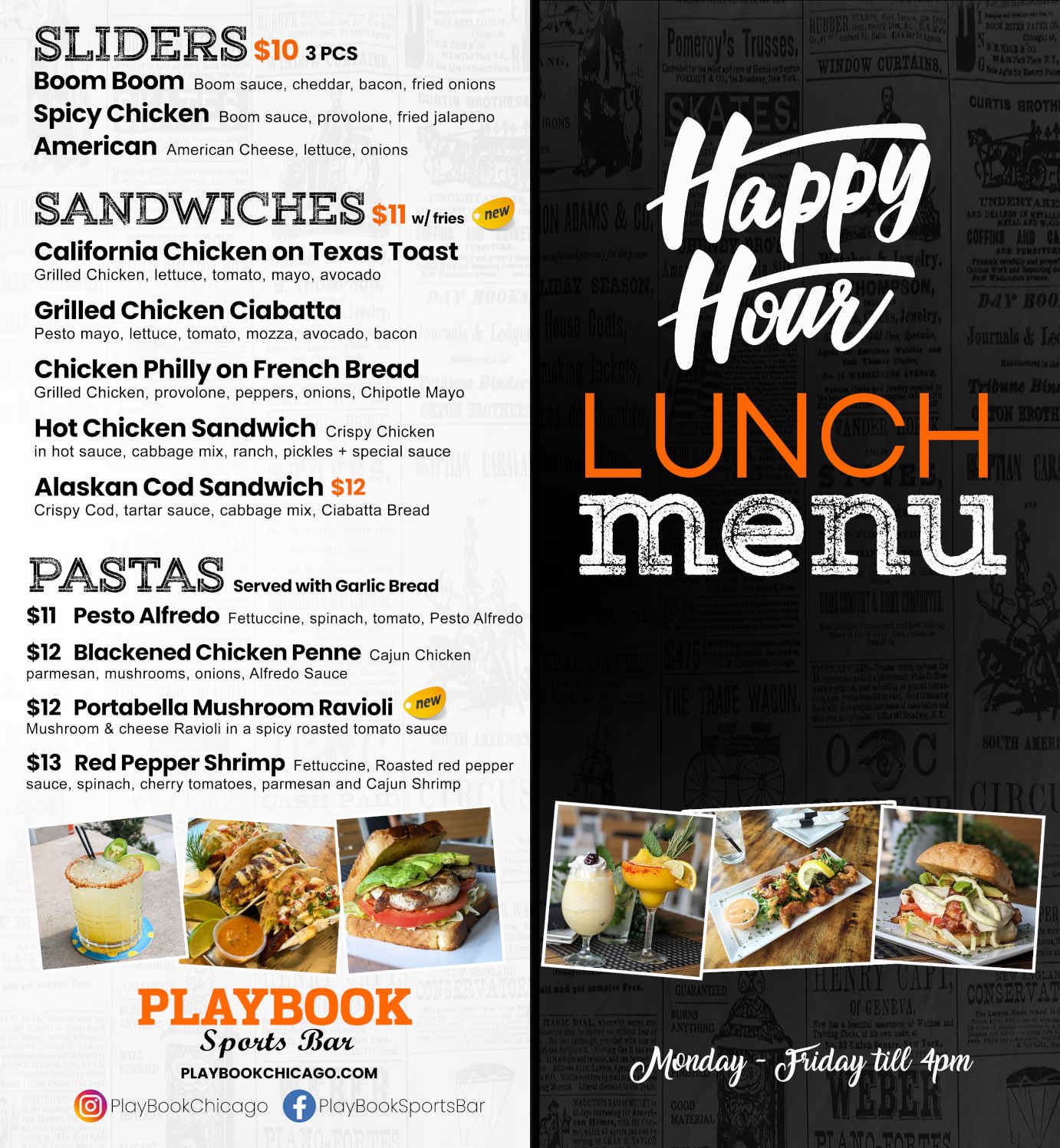 Play Book Sports Bar Happy Hour Lunch Specials