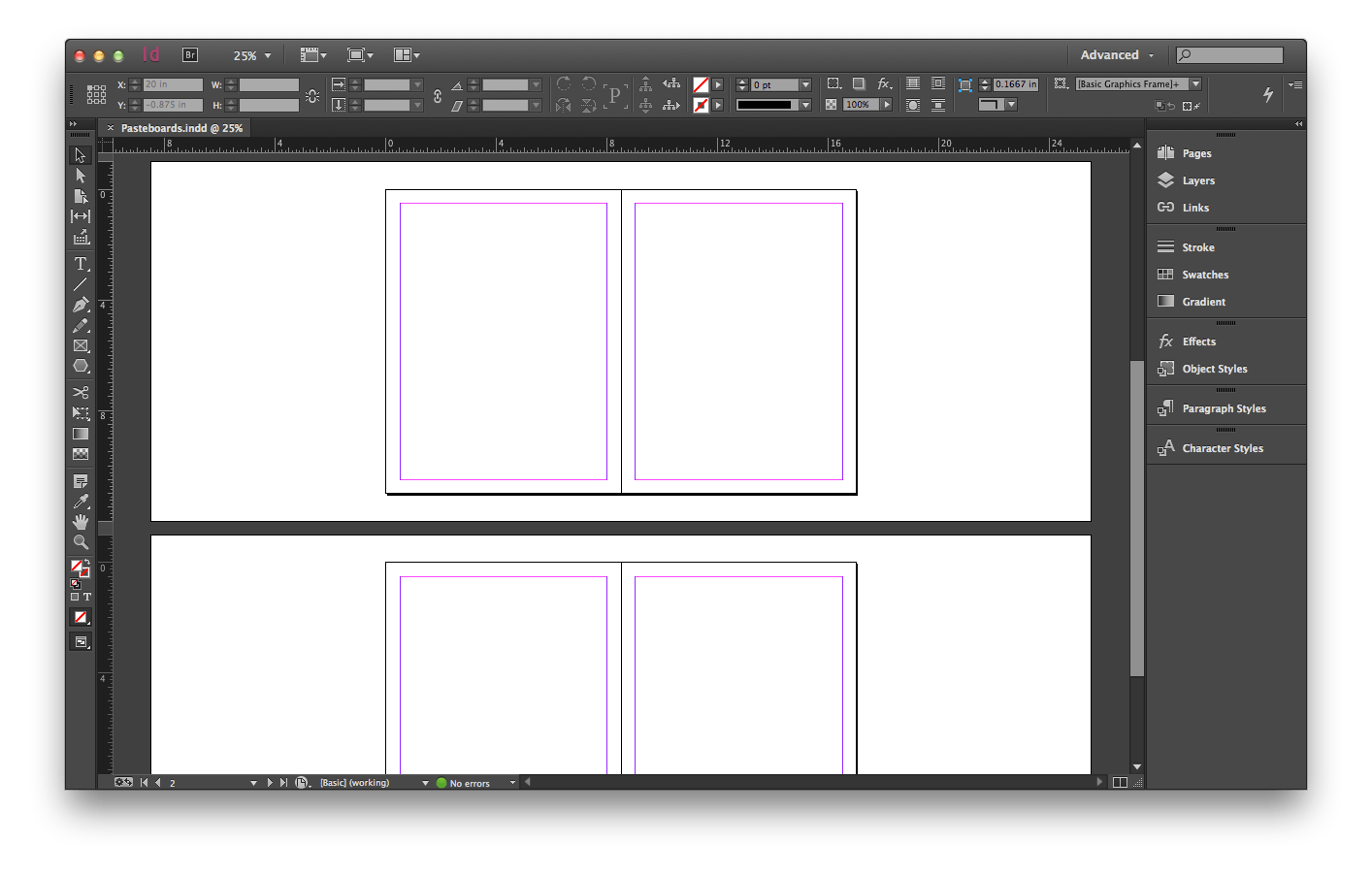 Change the size of the pasteboard in InDesign — Sketchbook B