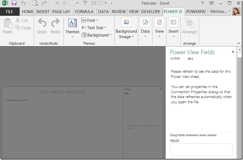 Creating a Power View Report in Excel 2013 Which Uses an External Data