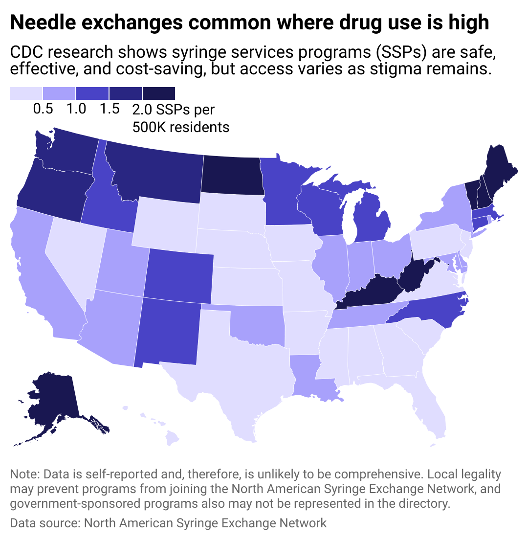 💉 These are the states where syringe exchanges are most prevalent