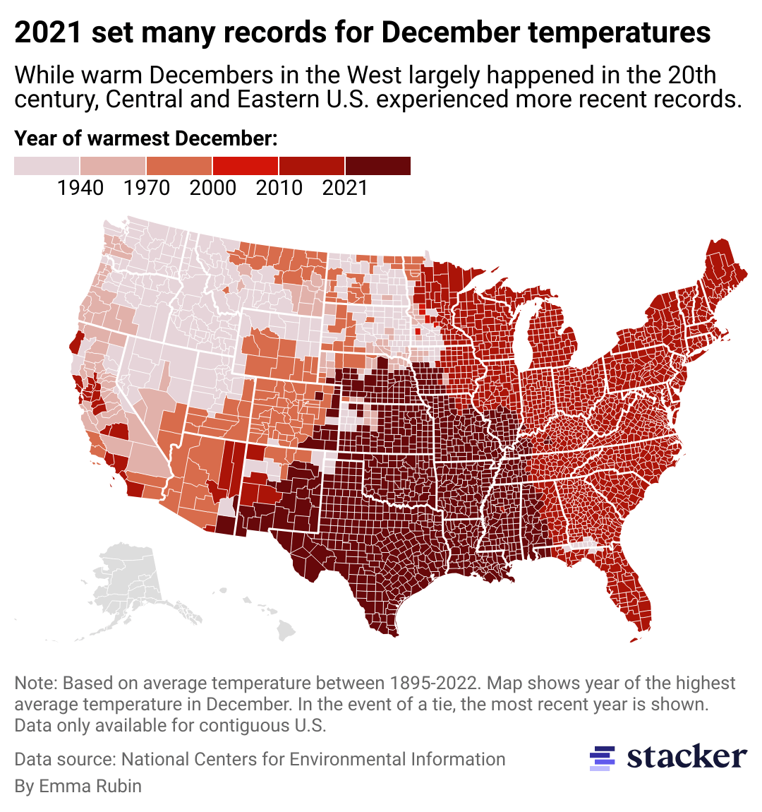 Warmest Decembers in Pocahontas County, Iowa History Stacker