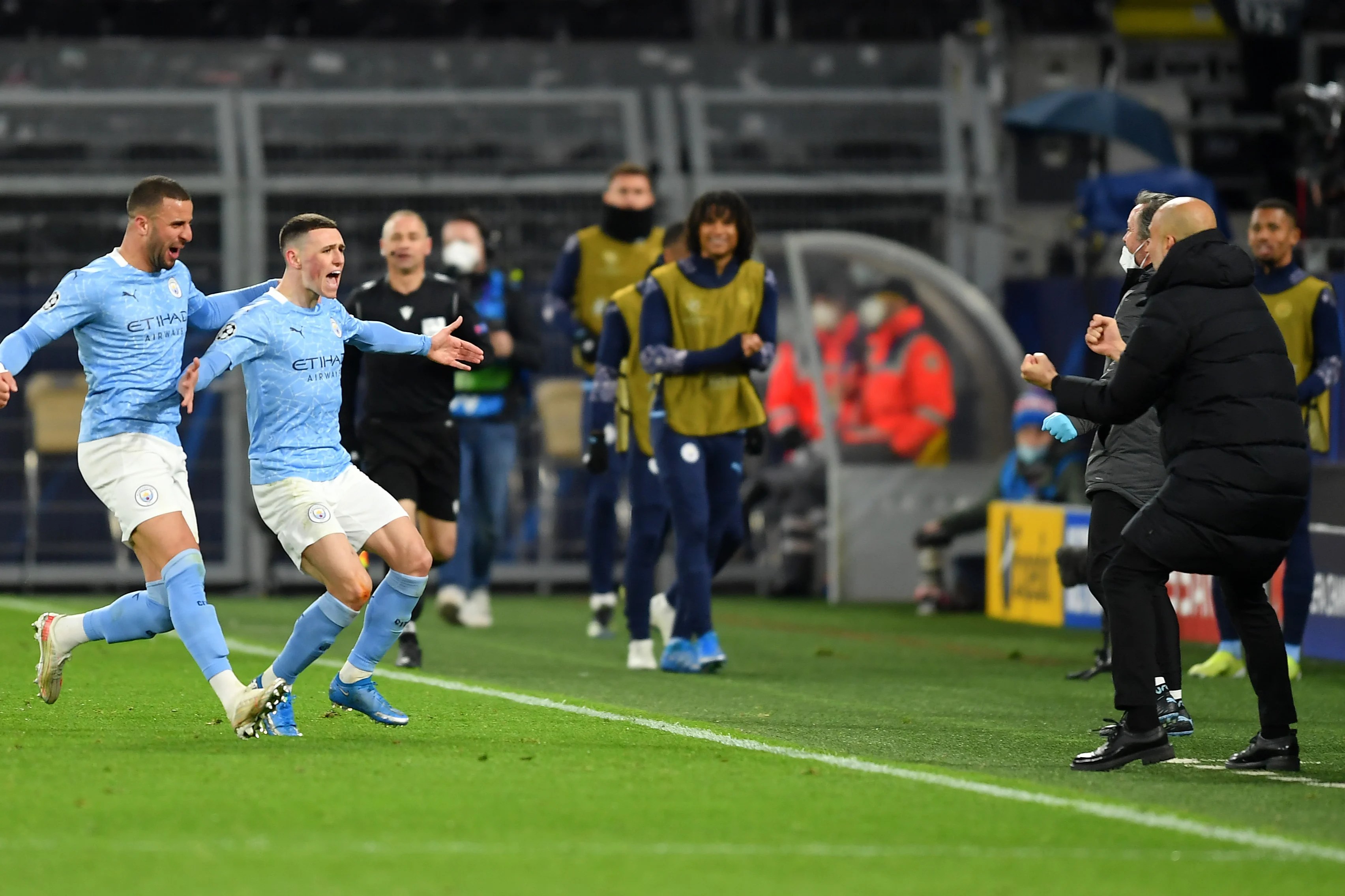 Dortmund 12 Man City Phil Foden and Riyad Mahrez set up
