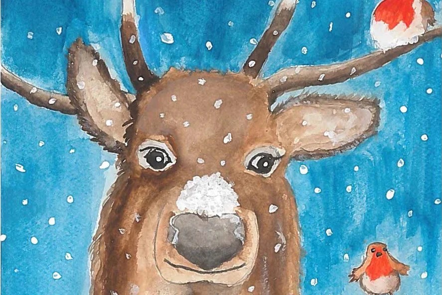 Prince 9, shows off cute Christmas painting of reindeer and