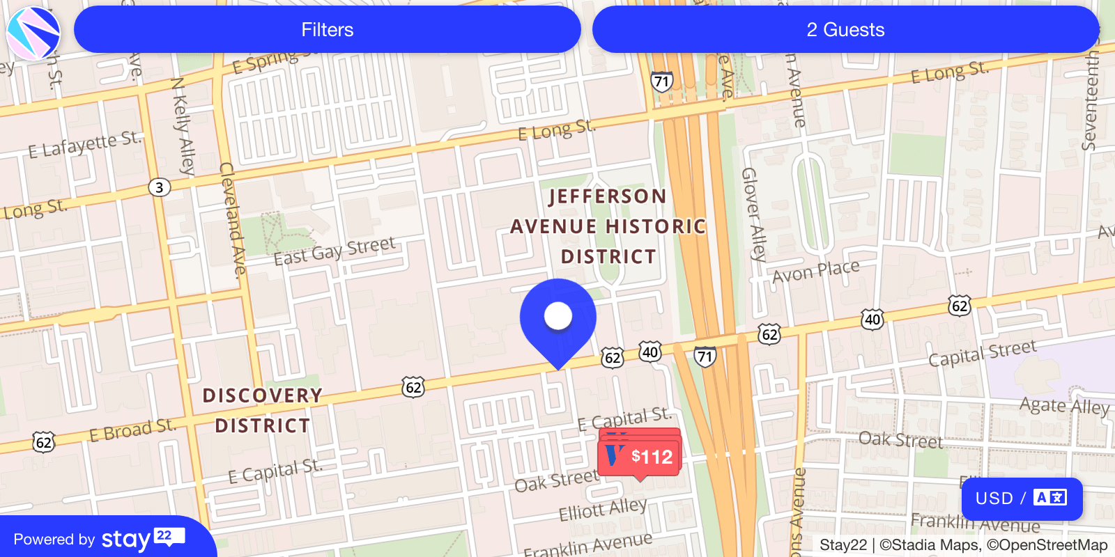 Places to stay near 553, East Broad Street, Discovery District