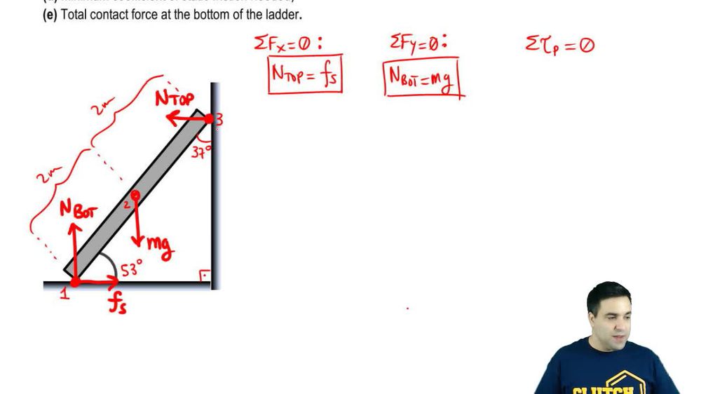 Physics, Torque (12 of 13) Static Equilibrium, Ladder Problem