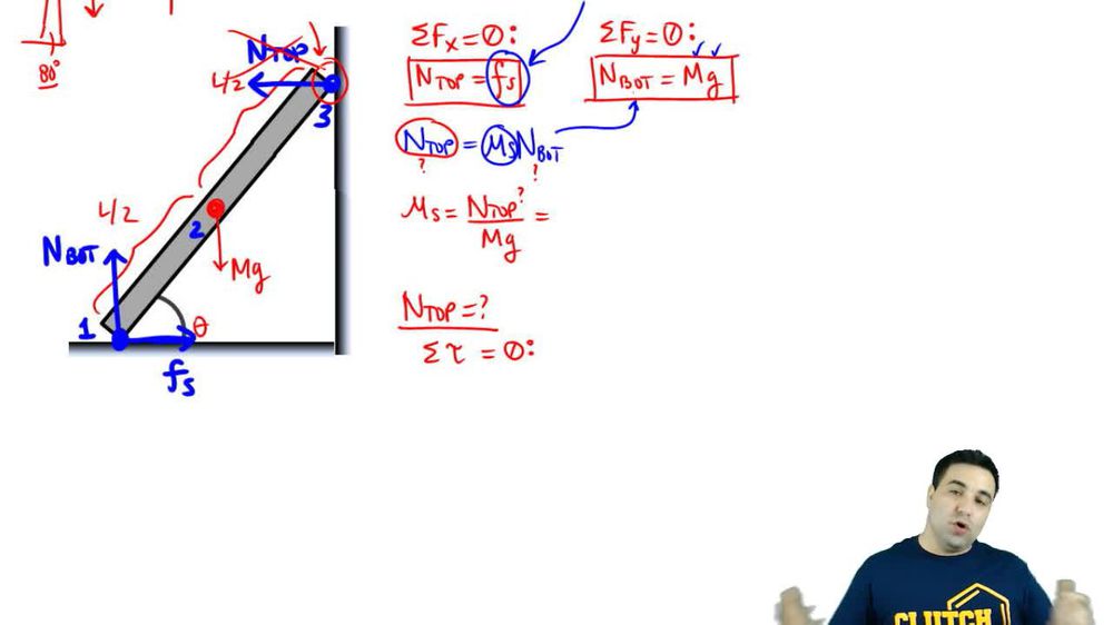 Physics, Torque (12 of 13) Static Equilibrium, Ladder Problem