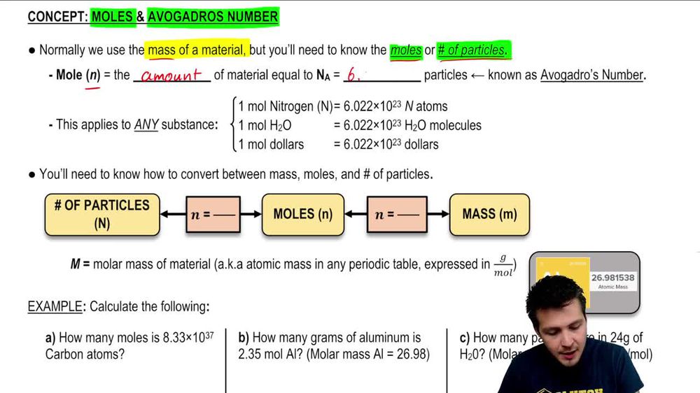 Avogadro’s Number Converting between atoms and moles Pearson+ Channels