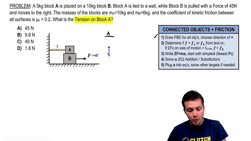 Friction & Newton's Laws Part 7 Stacked Blocks FBD Physics Pearson+