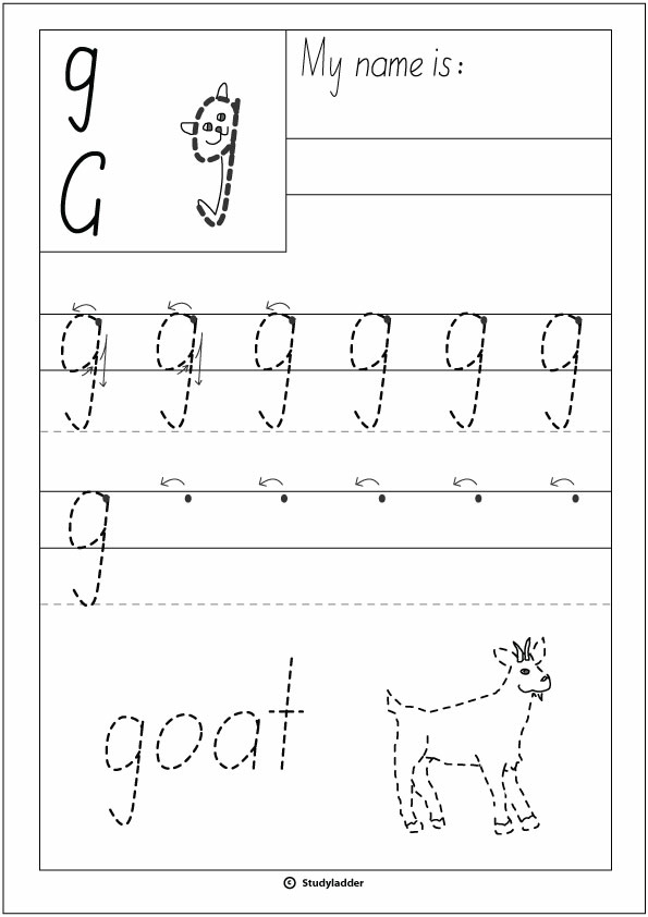 Letter g -Handwriting Sheet - Studyladder Interactive Learning Games