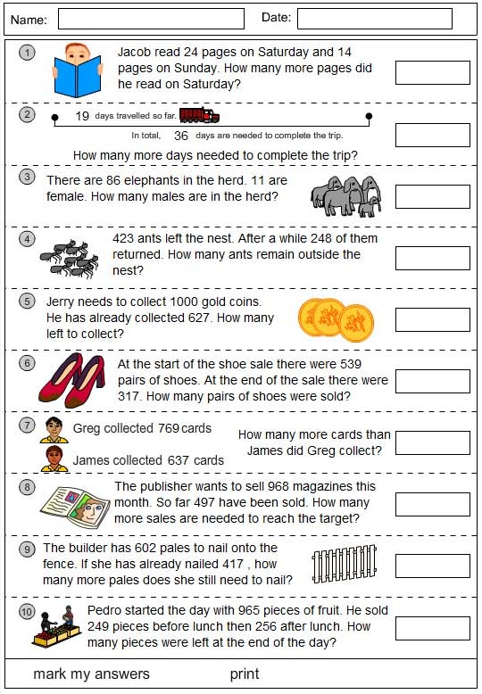 Problem solving using subtraction - Studyladder Interactive Learning Games