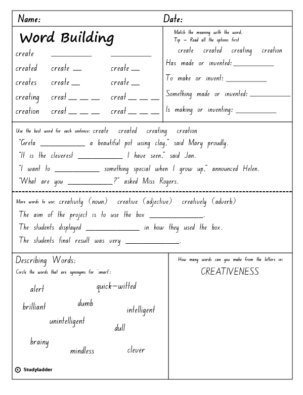 Word building 'create' Studyladder Interactive Learning Games