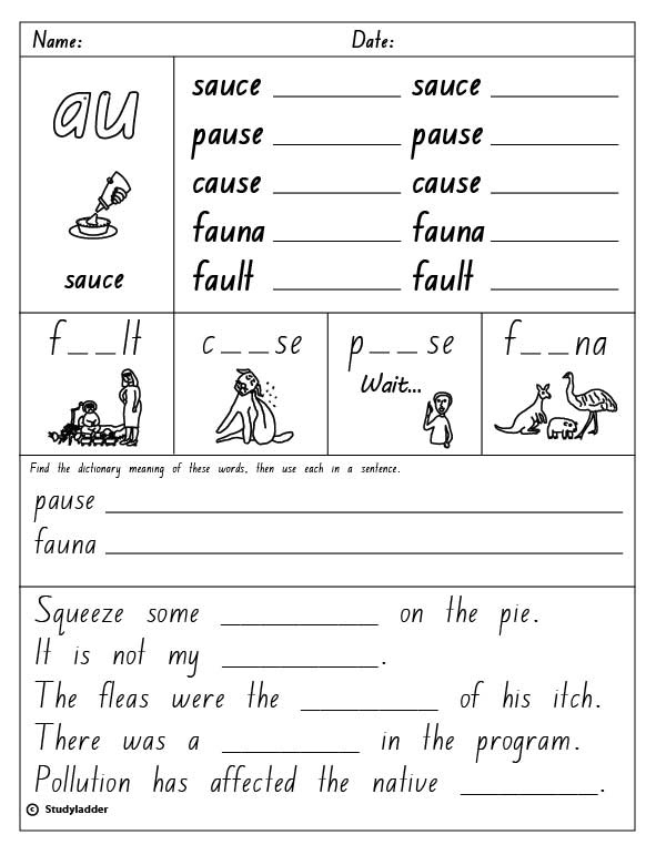 Vowel Digraph "au" Studyladder Interactive Learning Games