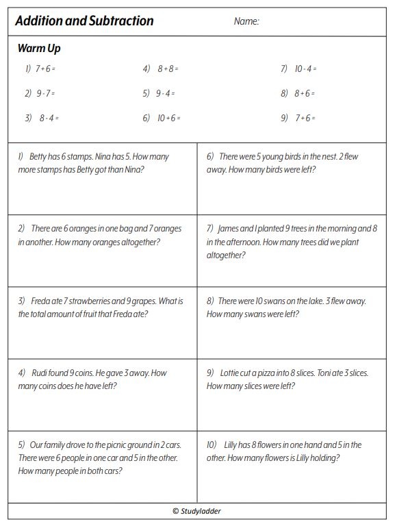 Subtraction and addition (problem solving) - Studyladder Interactive