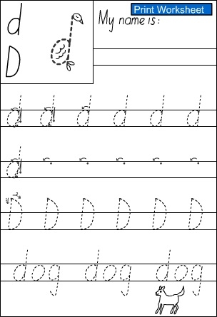 Letter d D -Handwriting Practice Sheet - Studyladder Interactive