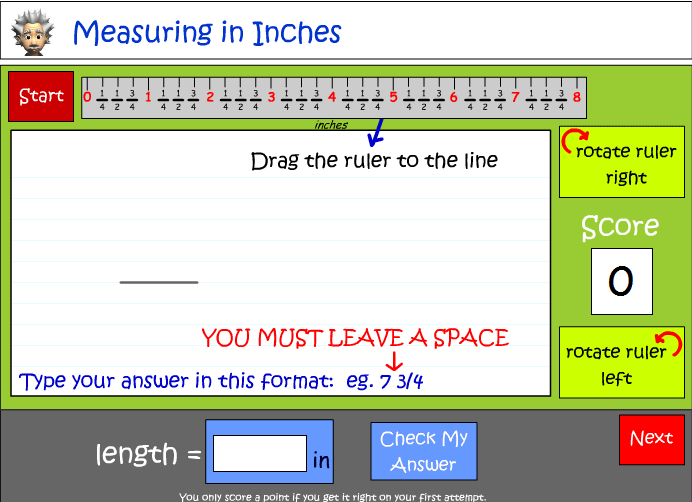 Measuring in inches Studyladder Interactive Learning Games