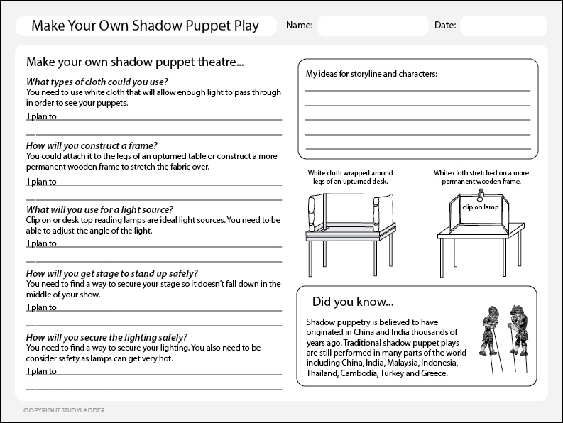 Make A Shadow Puppet Theatre Studyladder Interactive Learning Games