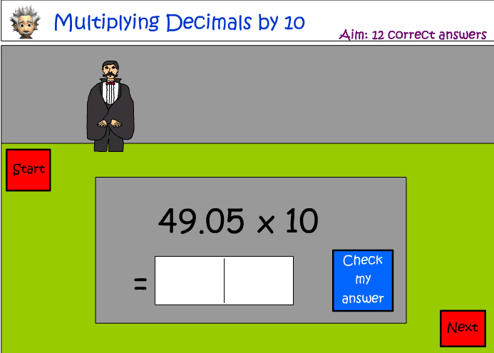 Multiplying decimals by 10 - Studyladder Interactive Learning Games