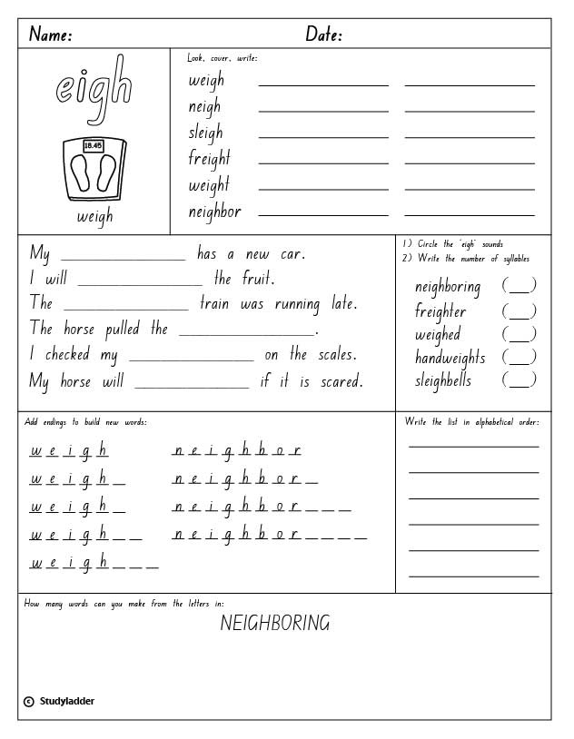 Letter Combination 'eigh' Studyladder Interactive Learning Games